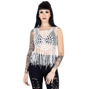 PIPER FRINGE VEST - WHITE