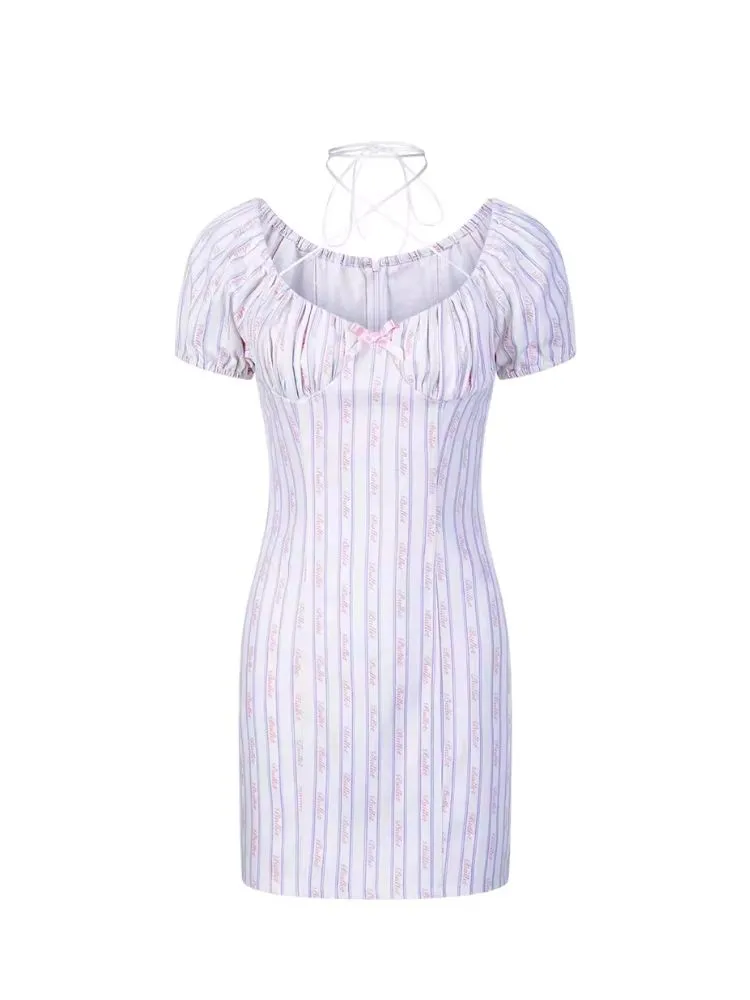 Pleated Lace-Up Neck Dresses【s0000006591】