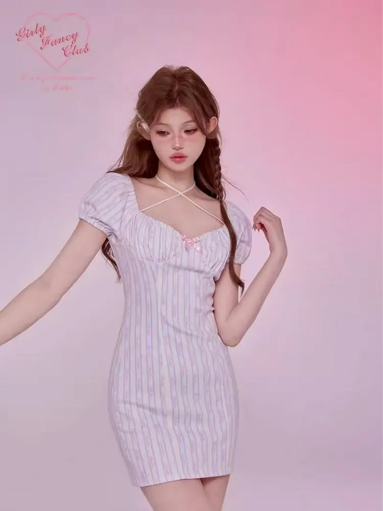 Pleated Lace-Up Neck Dresses【s0000006591】
