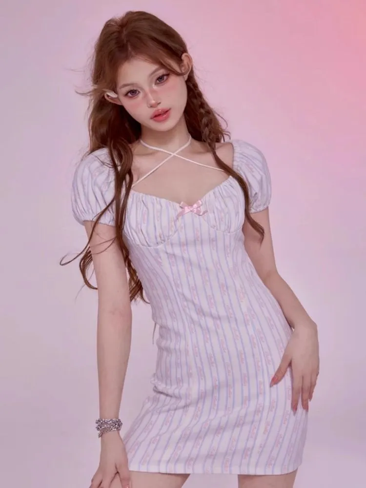 Pleated Lace-Up Neck Dresses【s0000006591】