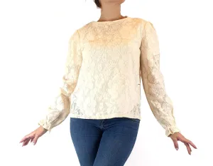 Princess Highway cream lacy semi-sheer long sleeve top size 10 (as new with tags)