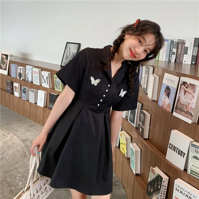 "BUTTERFLY EMBROIDERY BLACK" DRESS N081802
