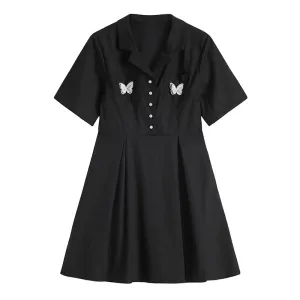 "BUTTERFLY EMBROIDERY BLACK" DRESS N081802