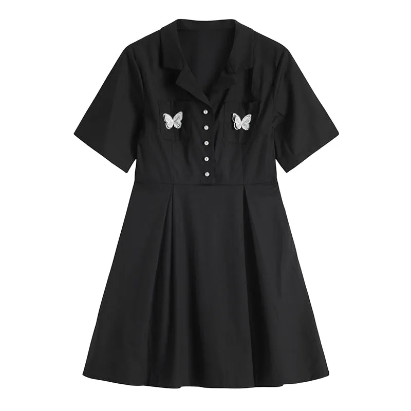 "BUTTERFLY EMBROIDERY BLACK" DRESS N081802
