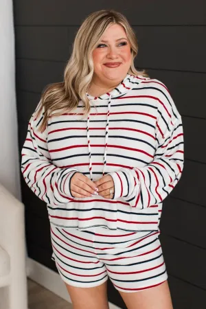 Ready To Relax Striped Hoodie- Ivory