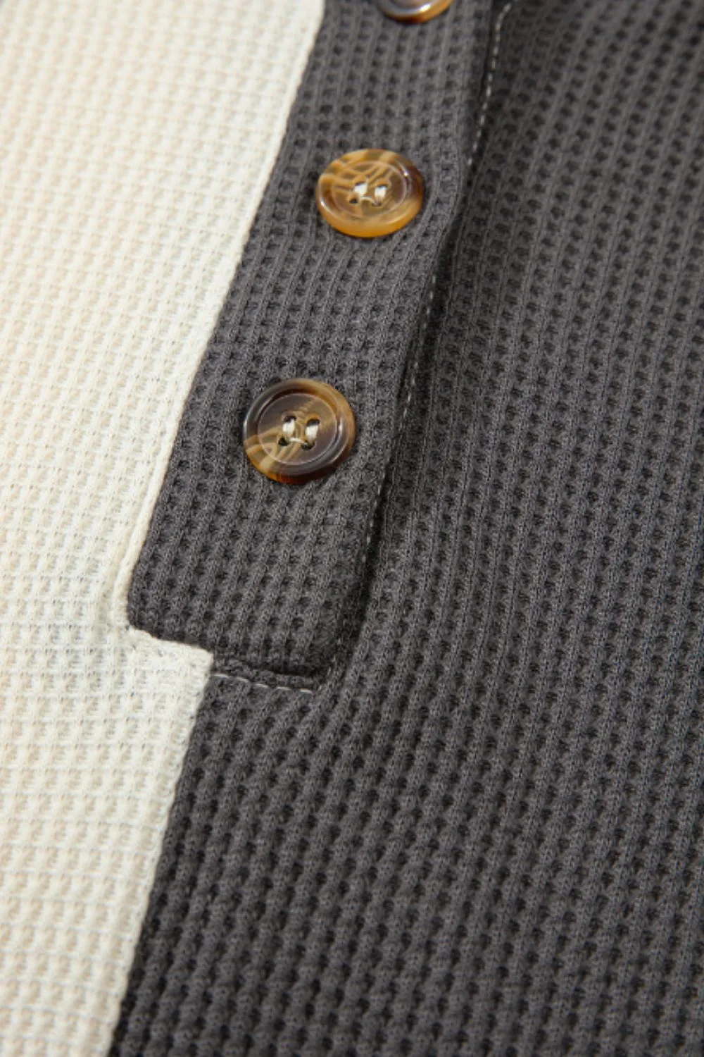 Rebecca Waffle-Knit Two-Tone Long Sleeve Hoodie