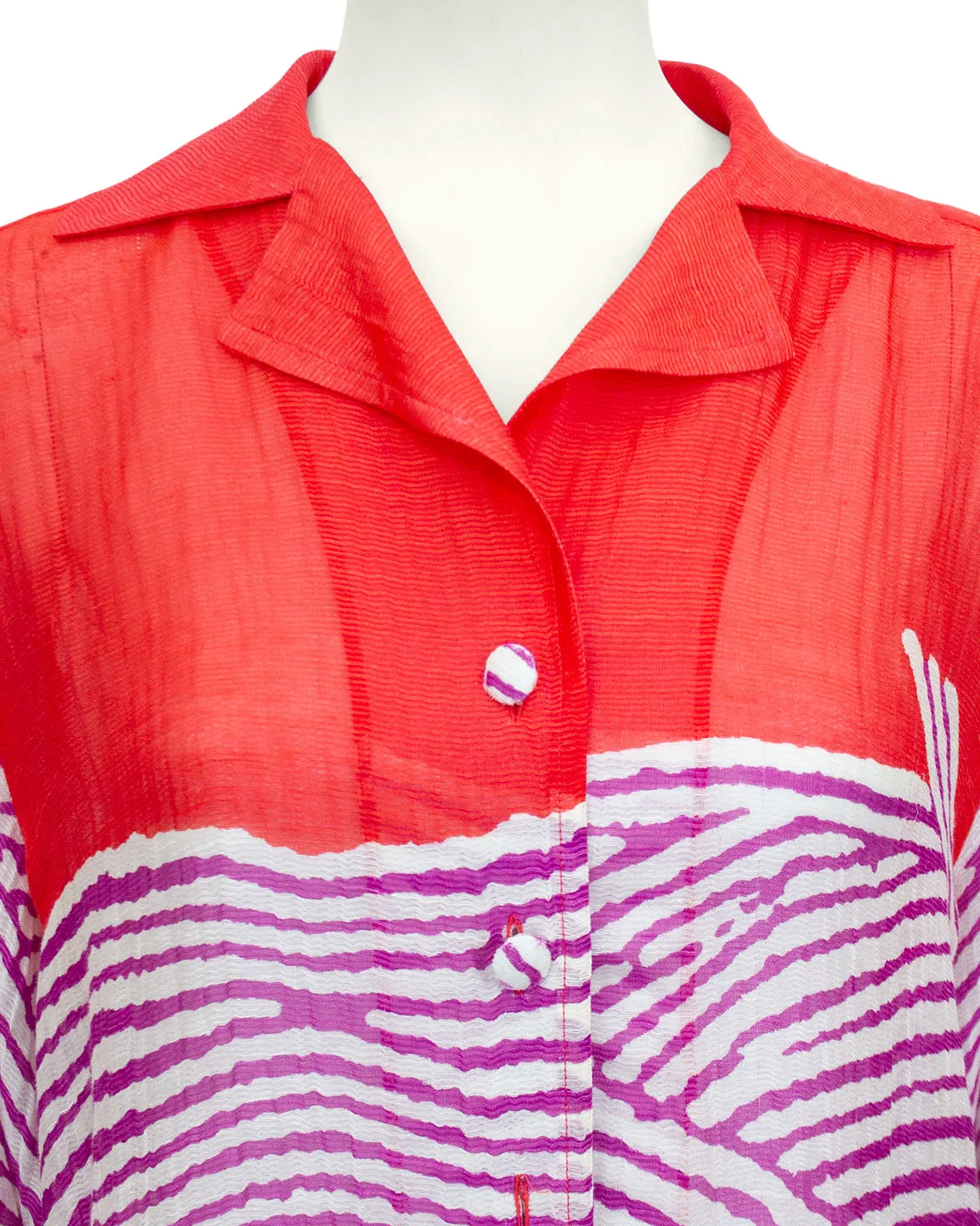 Red, Pink and White Chiffon Shirt