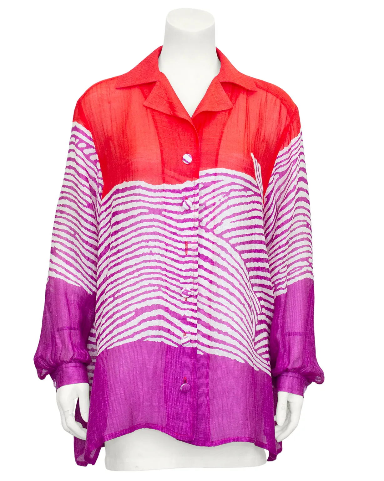Red, Pink and White Chiffon Shirt