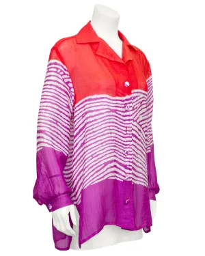 Red, Pink and White Chiffon Shirt