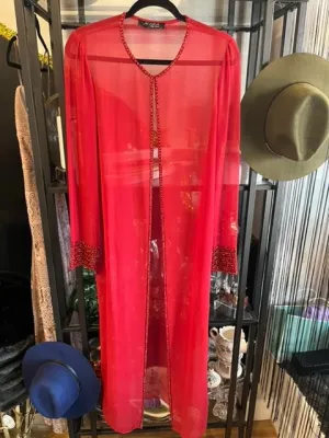Red Sheer Duster,Size M  #3060