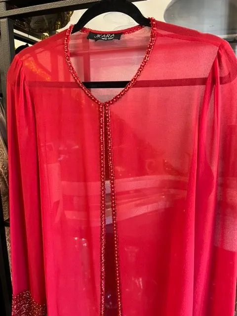 Red Sheer Duster,Size M  #3060