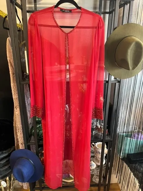 Red Sheer Duster,Size M  #3060