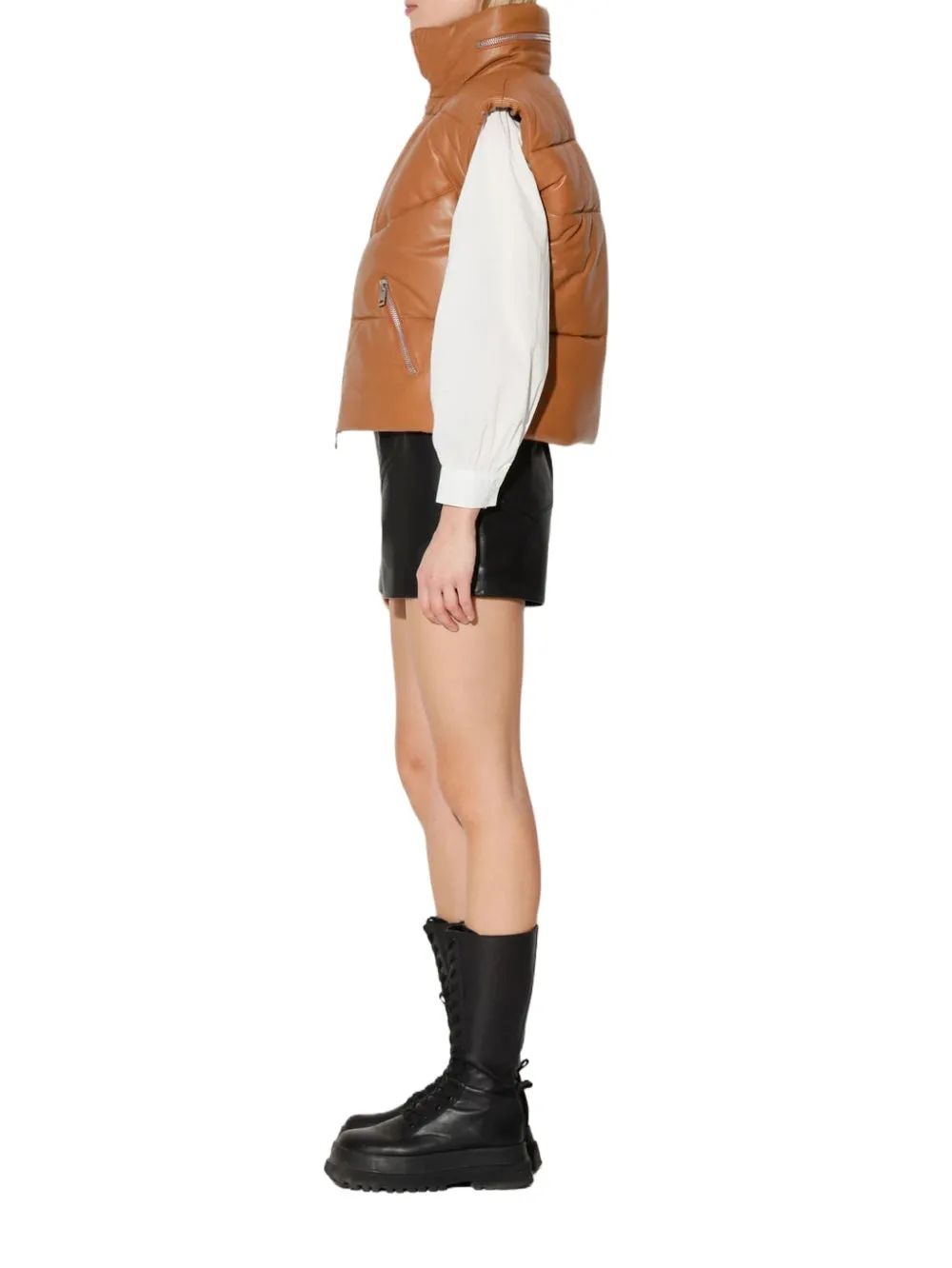 Refined Aura Puffer Leather Vest