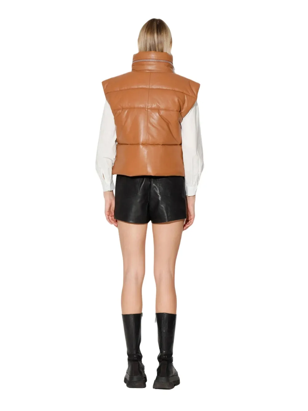 Refined Aura Puffer Leather Vest