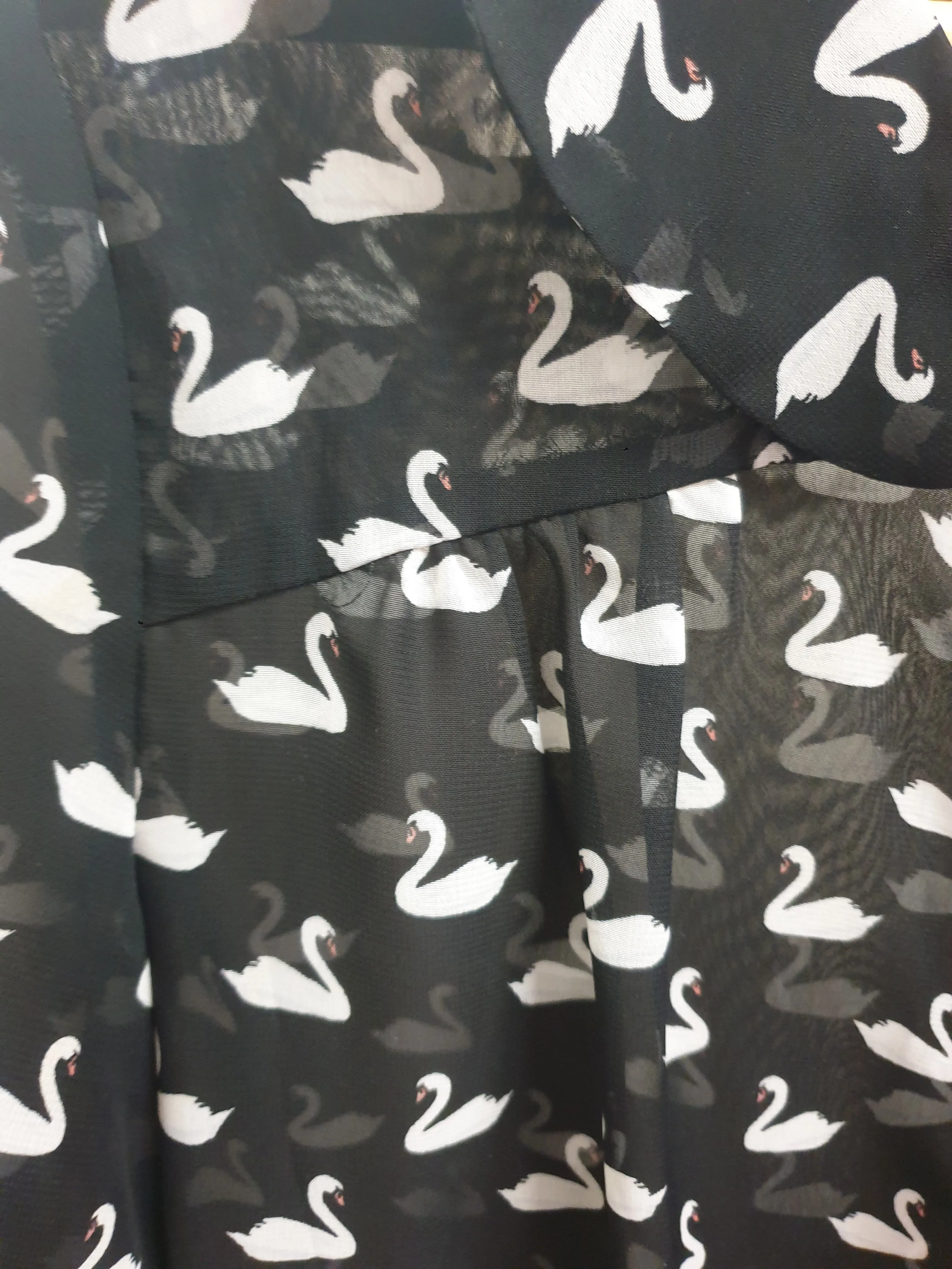 Revival black sheer swan print shirt size 8