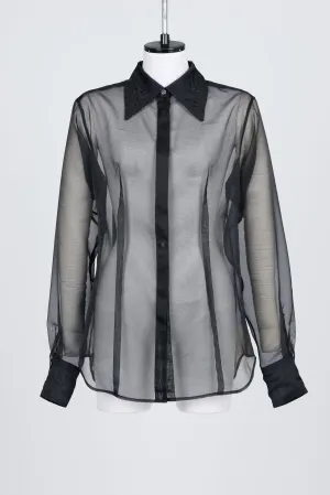 ROSE EMBROIDERED SHEER SHIRT