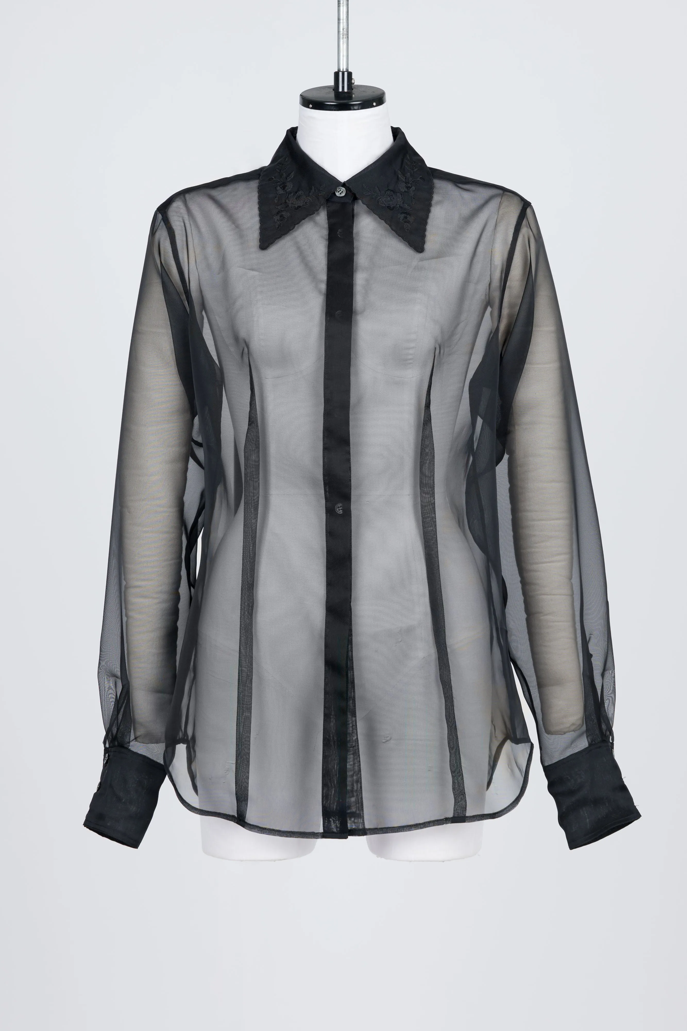 ROSE EMBROIDERED SHEER SHIRT