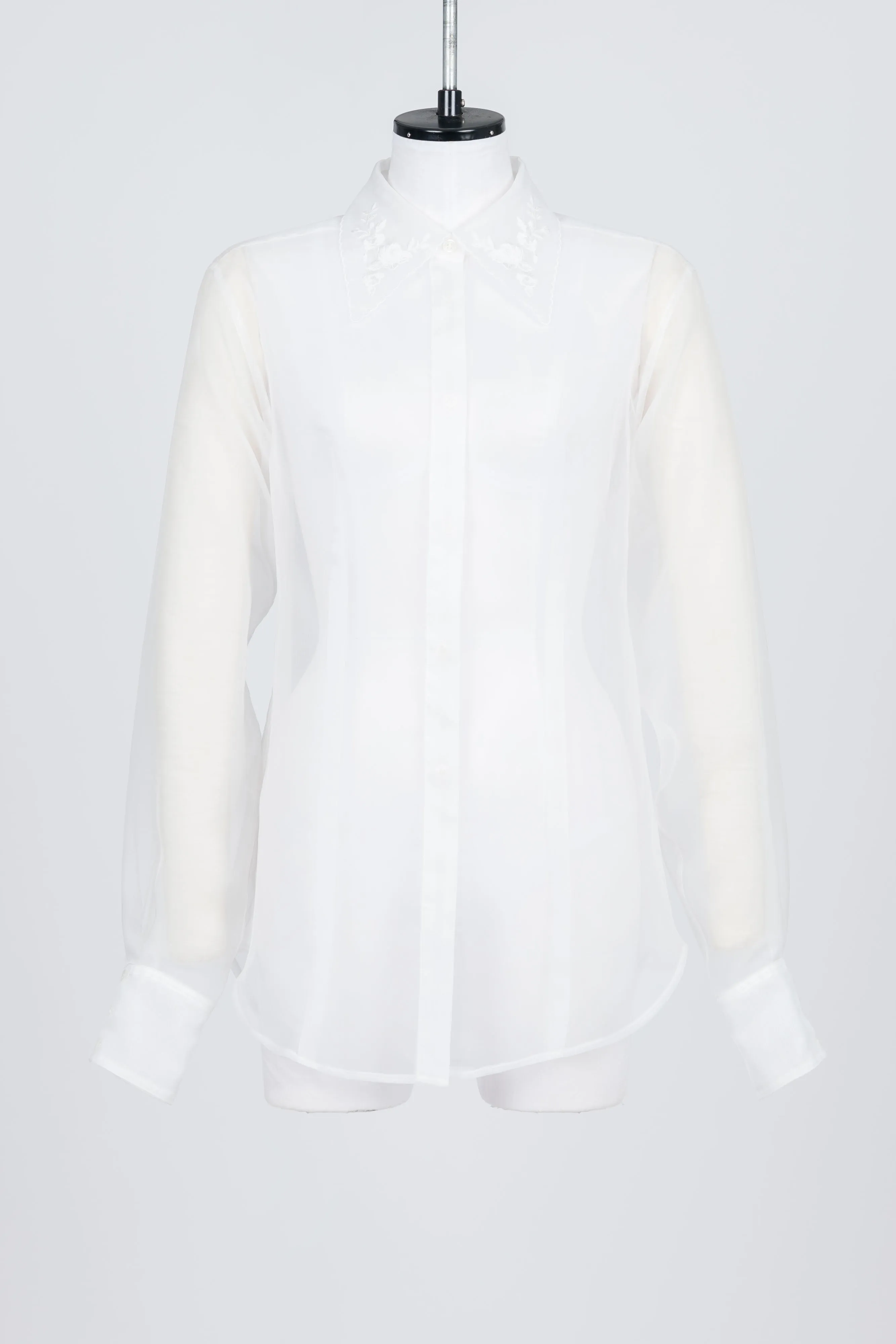 ROSE EMBROIDERED SHEER SHIRT