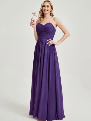 Royal Purple Pleated Convertible Maxi Chiffon Bridesmaid Dress