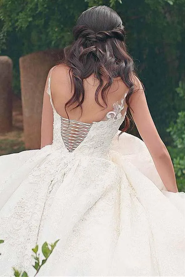 Roycebridal Gorgeous Ball Gown V-neck Lace Appliques Wedding Dresses, Bridal Gown, MW770