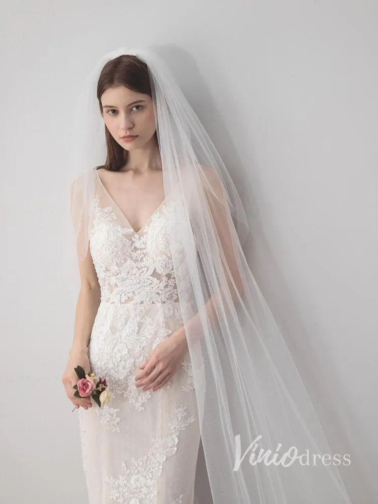 Roycebridal Ivory Tulle Wedding Veils Bridal Cathedral Veil AC1213