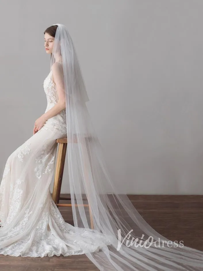 Roycebridal Ivory Tulle Wedding Veils Bridal Cathedral Veil AC1213