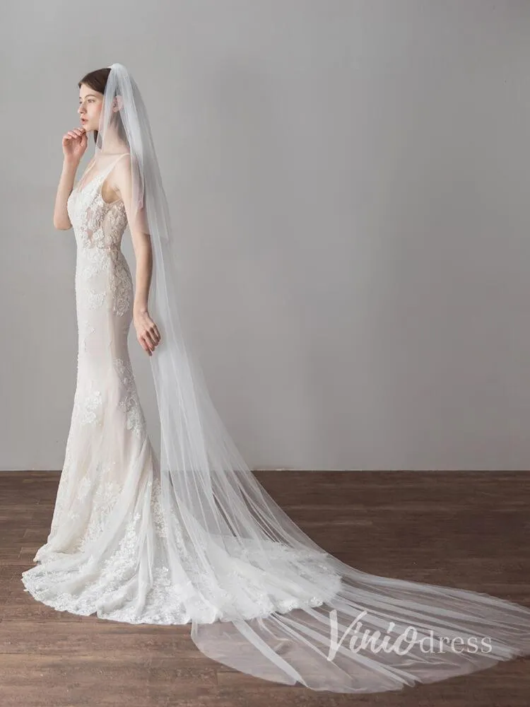 Roycebridal Ivory Tulle Wedding Veils Bridal Cathedral Veil AC1213