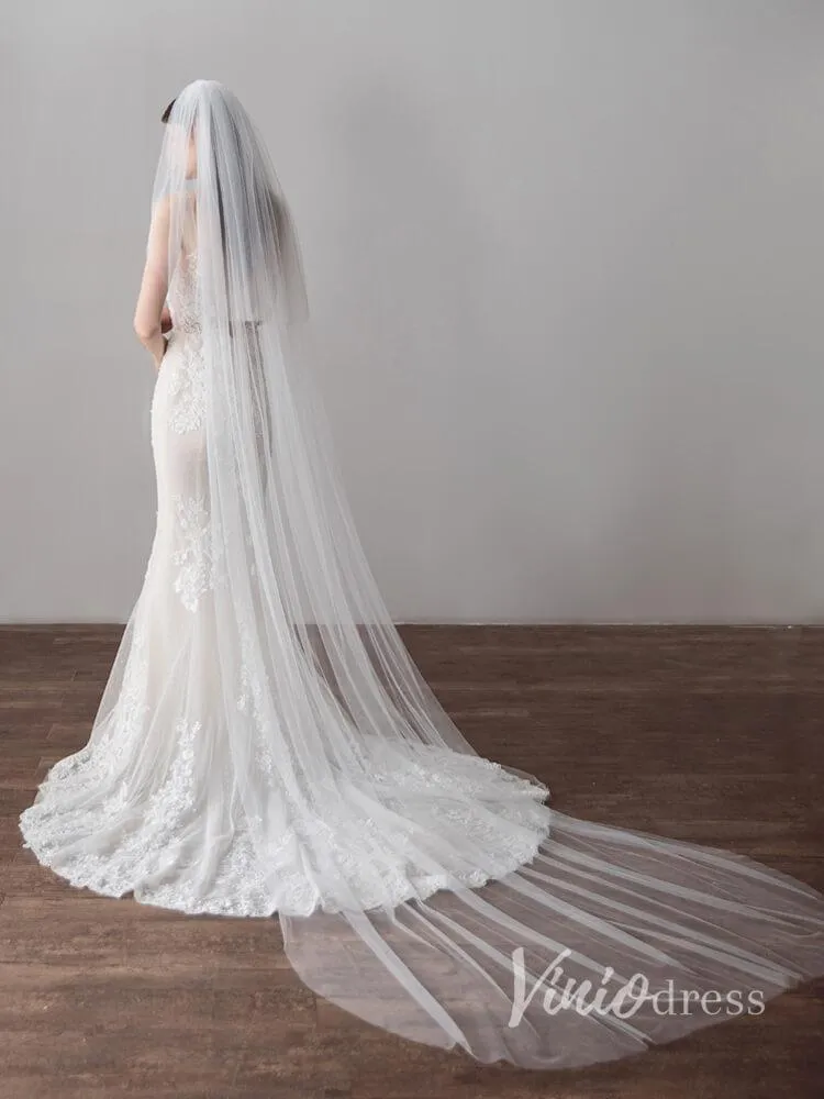 Roycebridal Ivory Tulle Wedding Veils Bridal Cathedral Veil AC1213