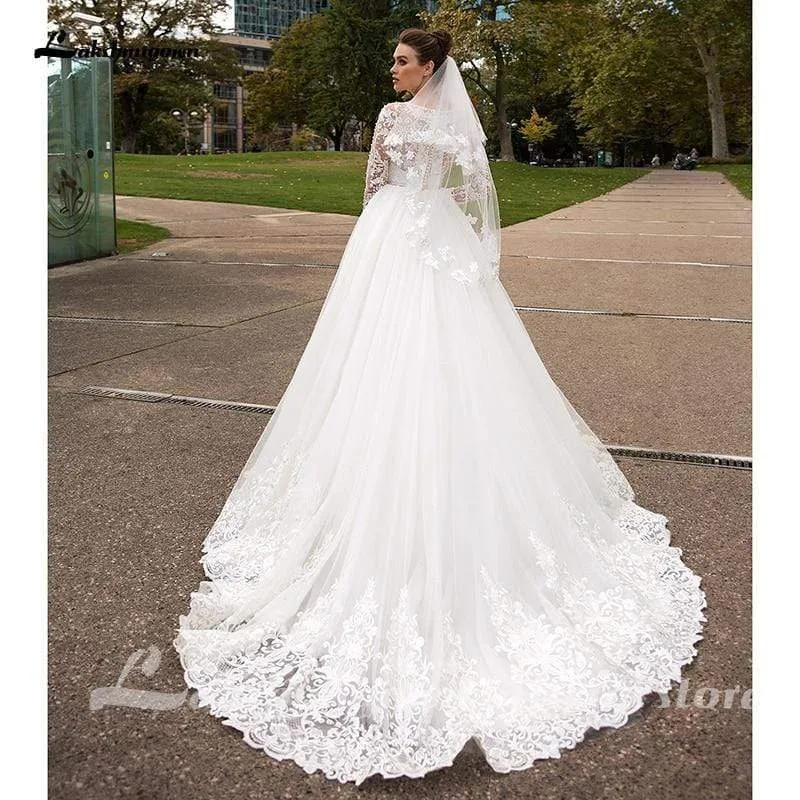 Roycebridal White Long Sleeves Ivory Wedding Dresses