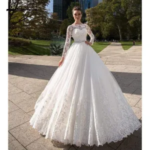 Roycebridal White Long Sleeves Ivory Wedding Dresses