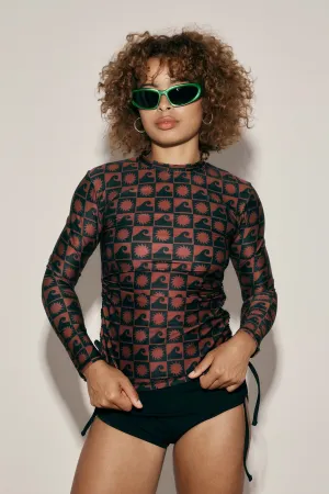 Ruched Rashguard - Sun Wave
