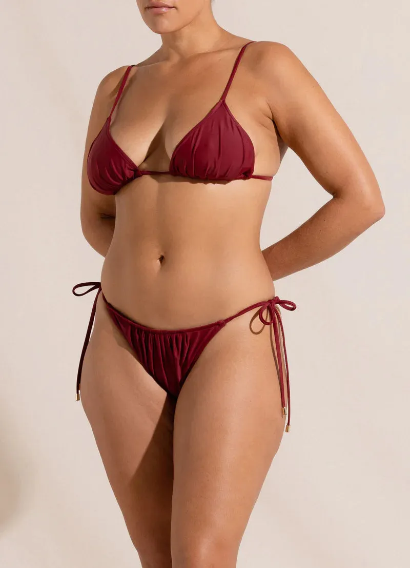 Ruched String Tri - Claret