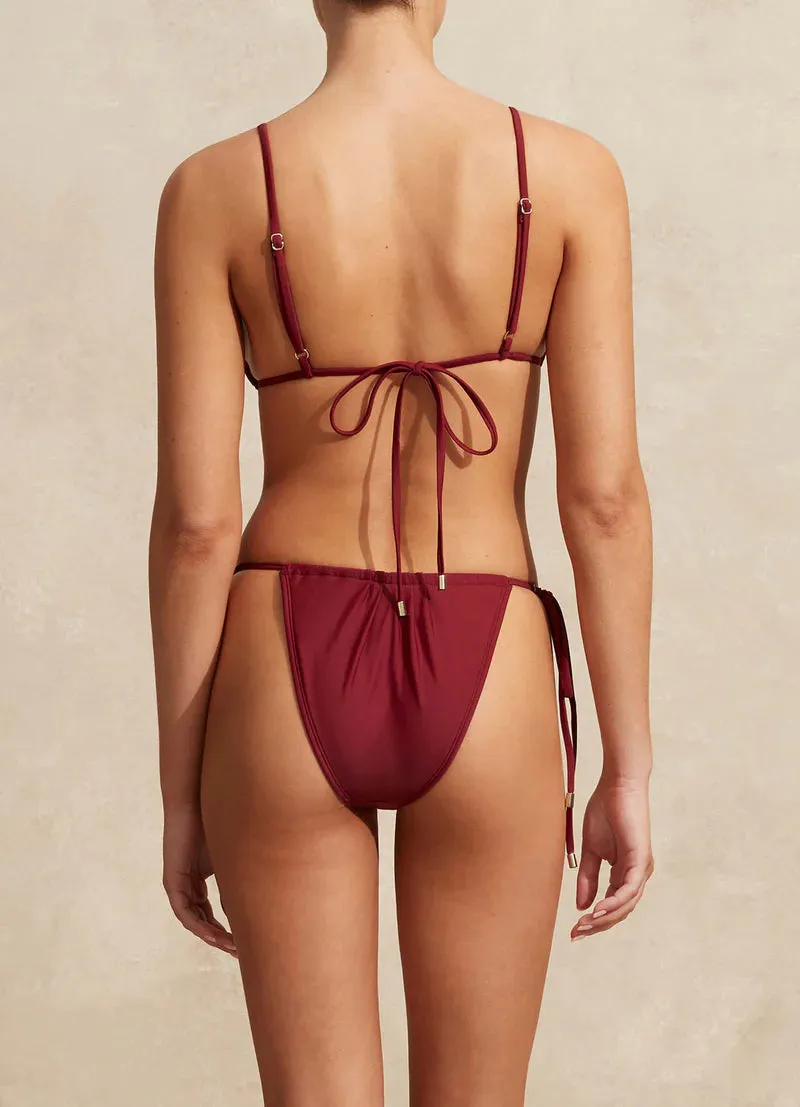 Ruched String Tri - Claret