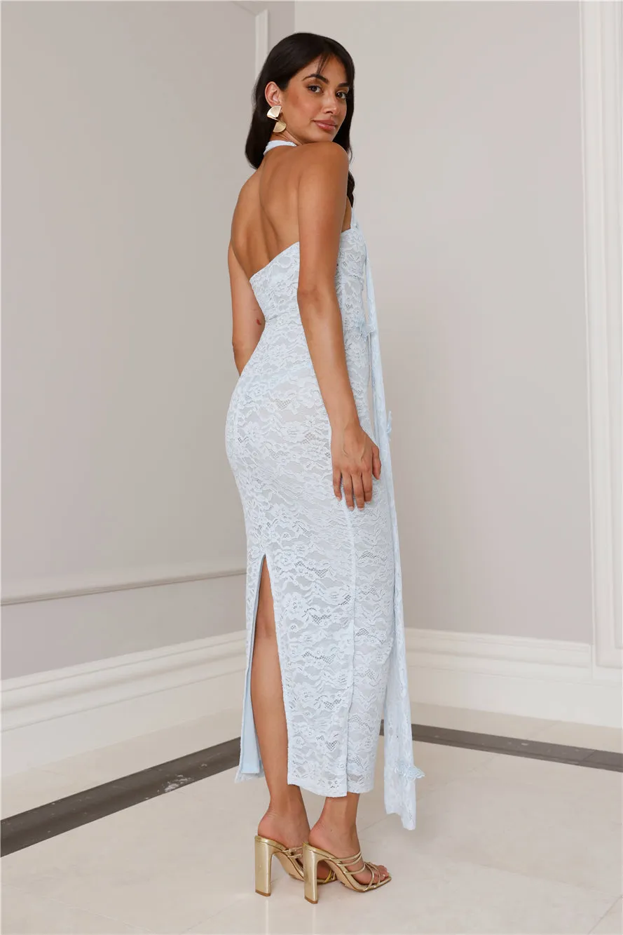 RUNAWAY Azealia Long Midi Dress Sky Blue