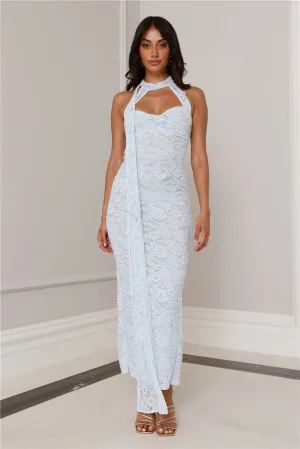 RUNAWAY Azealia Long Midi Dress Sky Blue