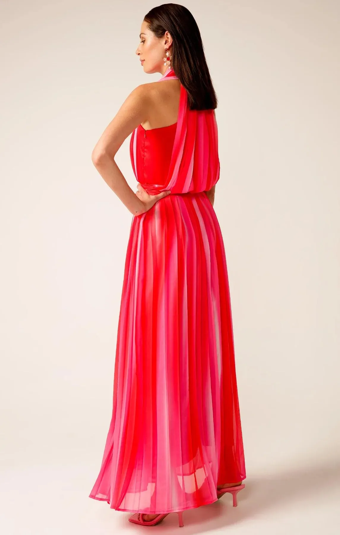 Sacha Drake - Thriller Plot Pleated Dress - Pink Red Ombre