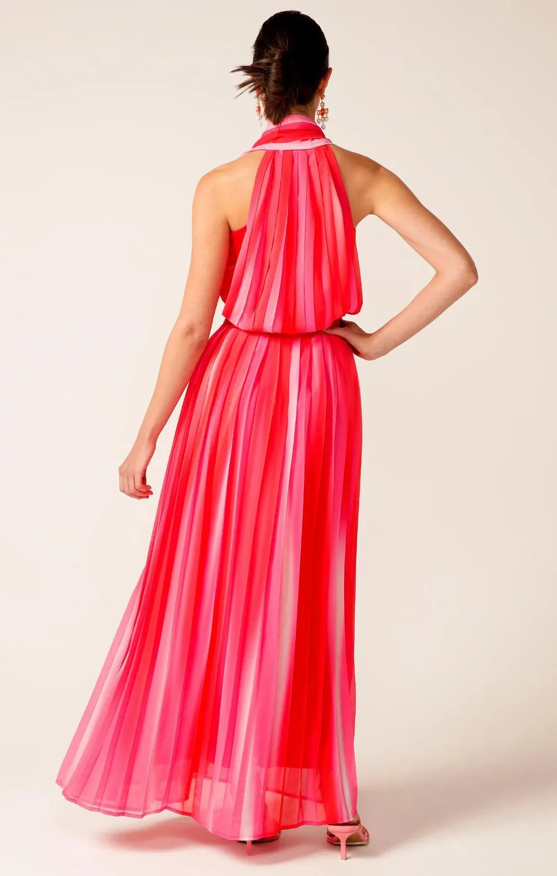 Sacha Drake - Thriller Plot Pleated Dress - Pink Red Ombre