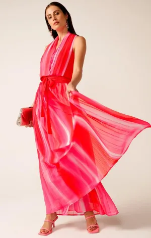 Sacha Drake - Thriller Plot Pleated Dress - Pink Red Ombre