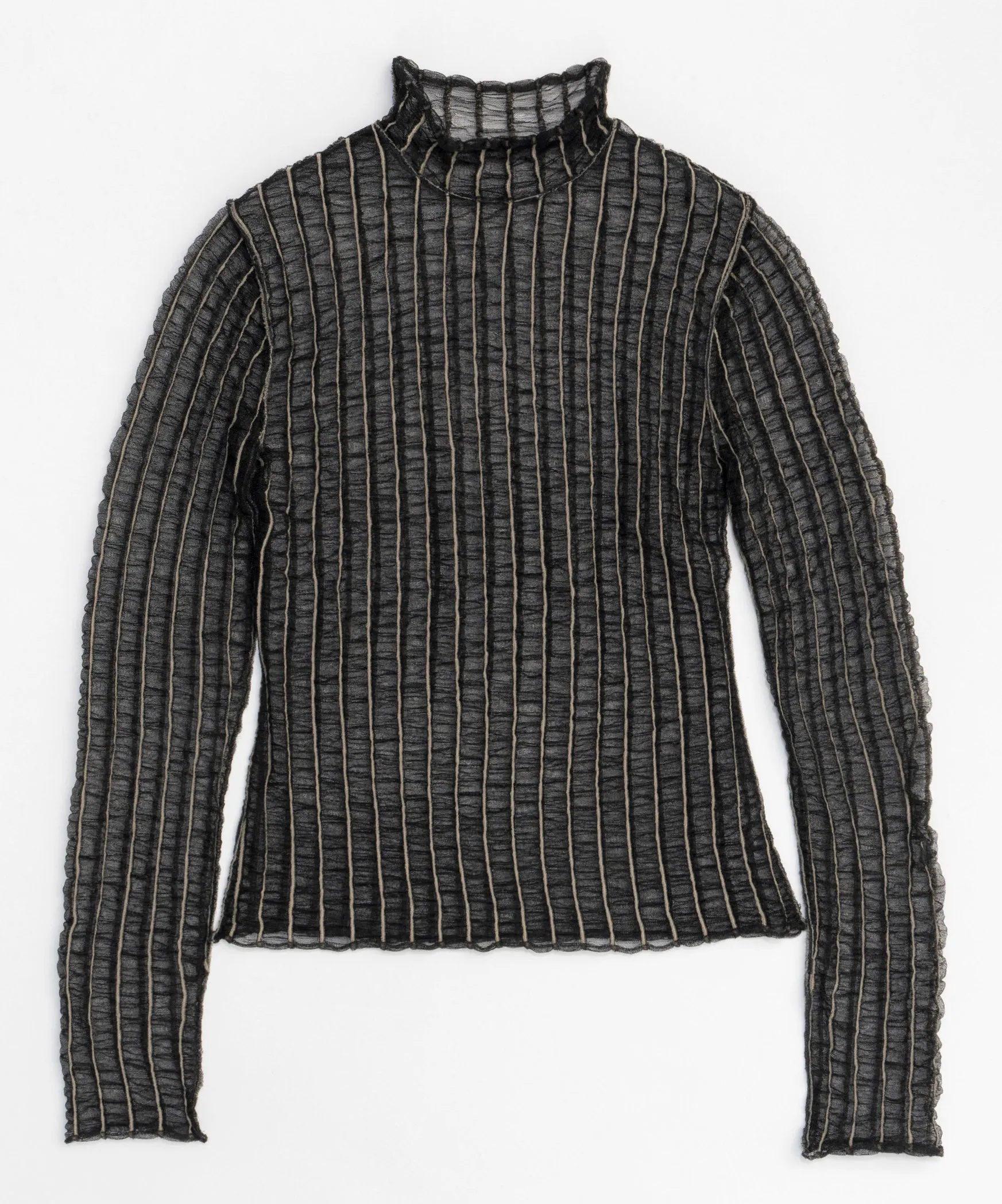 【SALE】Shirring Stripe Sheer Knitwear