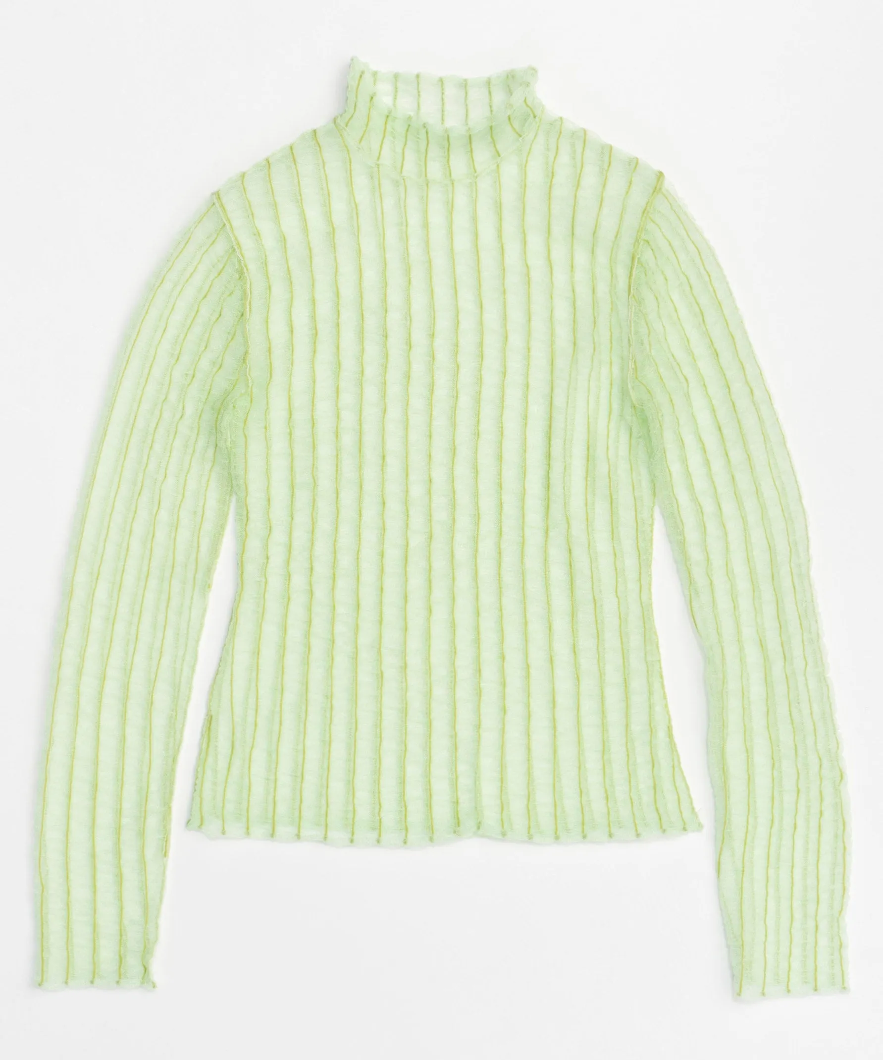 【SALE】Shirring Stripe Sheer Knitwear