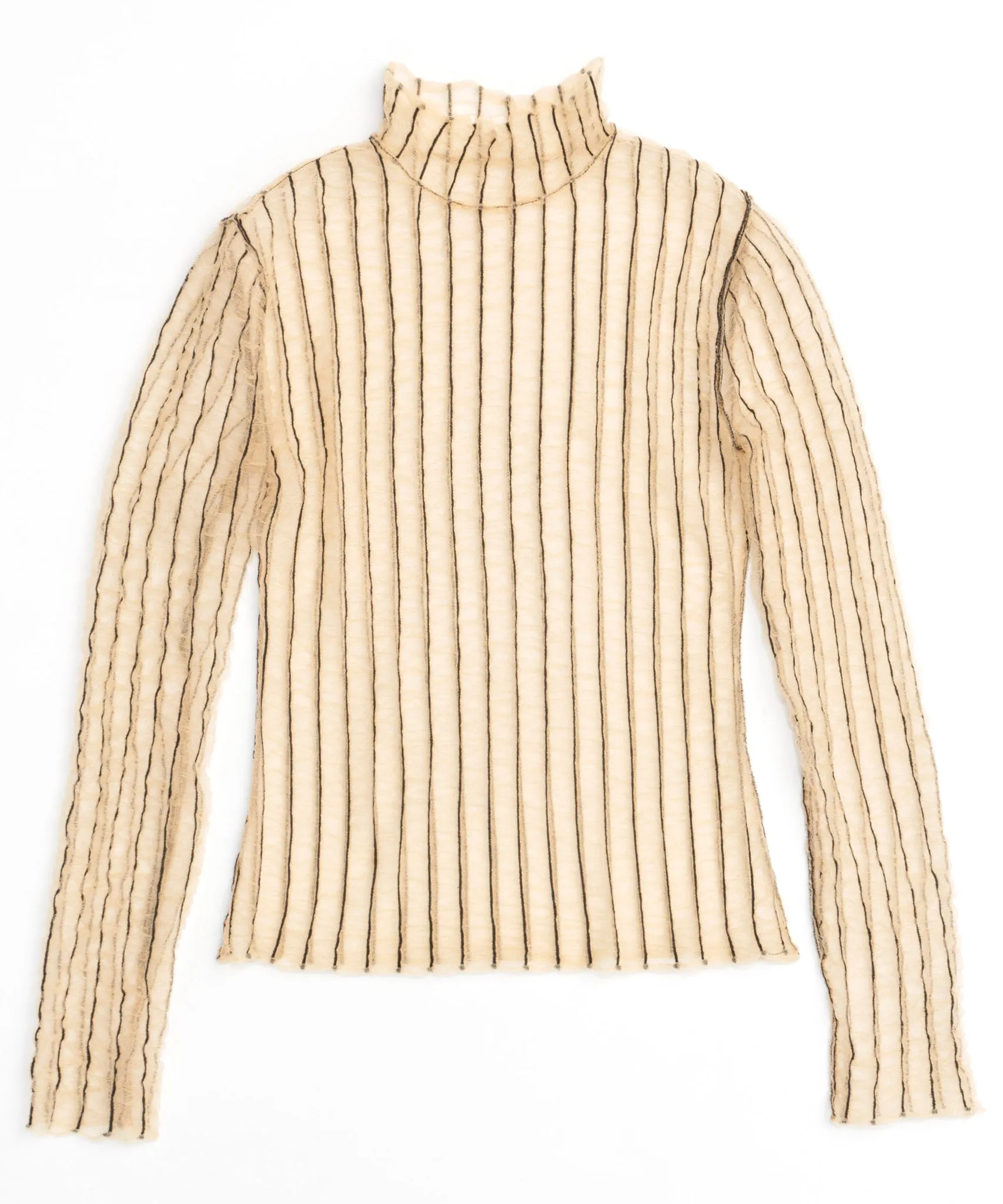 【SALE】Shirring Stripe Sheer Knitwear