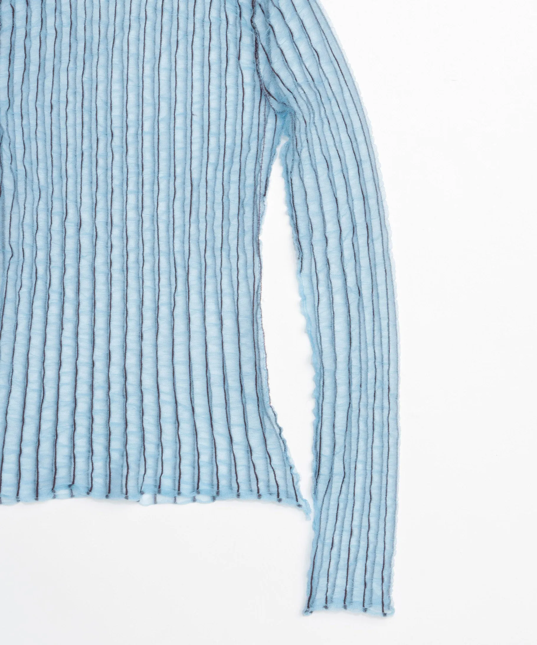 【SALE】Shirring Stripe Sheer Knitwear