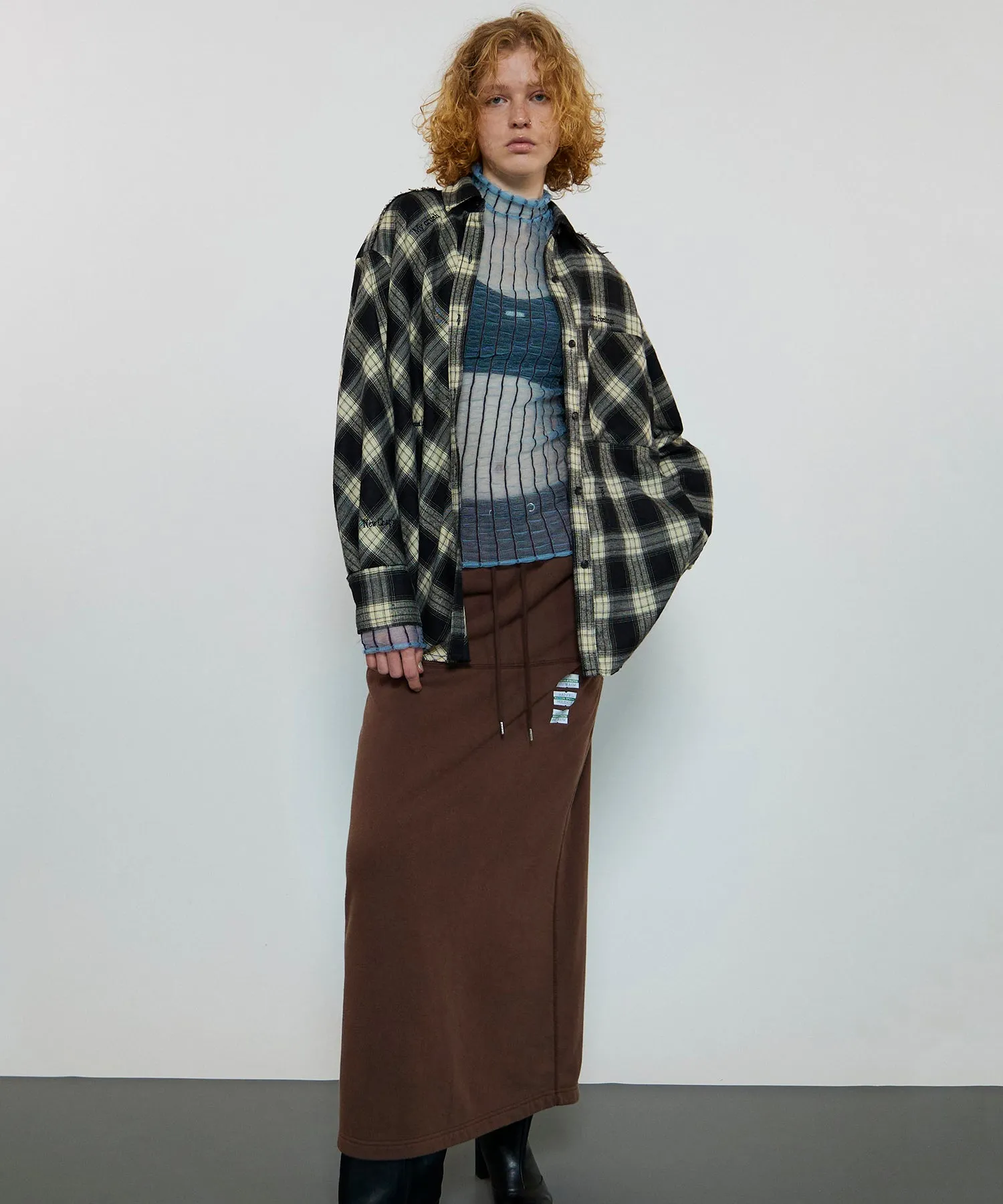 【SALE】Shirring Stripe Sheer Knitwear