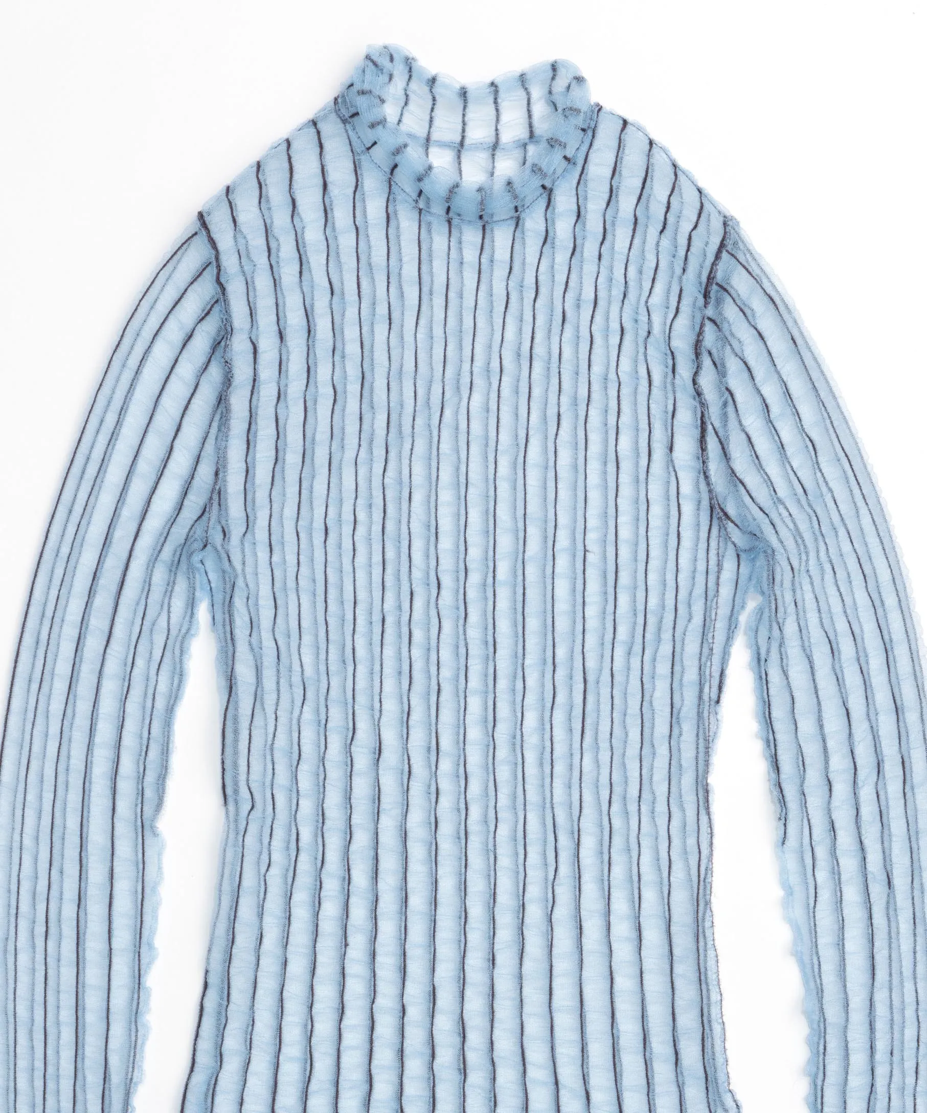【SALE】Shirring Stripe Sheer Knitwear