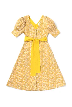 SAMPLE - Deep V Day Gown - MIDI - Marigold Embroidery