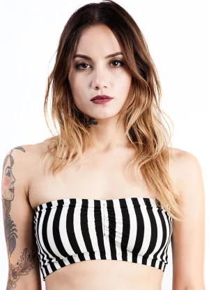 See You Monday Black & White Striped Bandeau Top