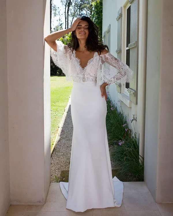 Sexy Mermaid Lace Wedding Dresses with Detachable Bolero 2018 Beach Wedding Gowns New Style