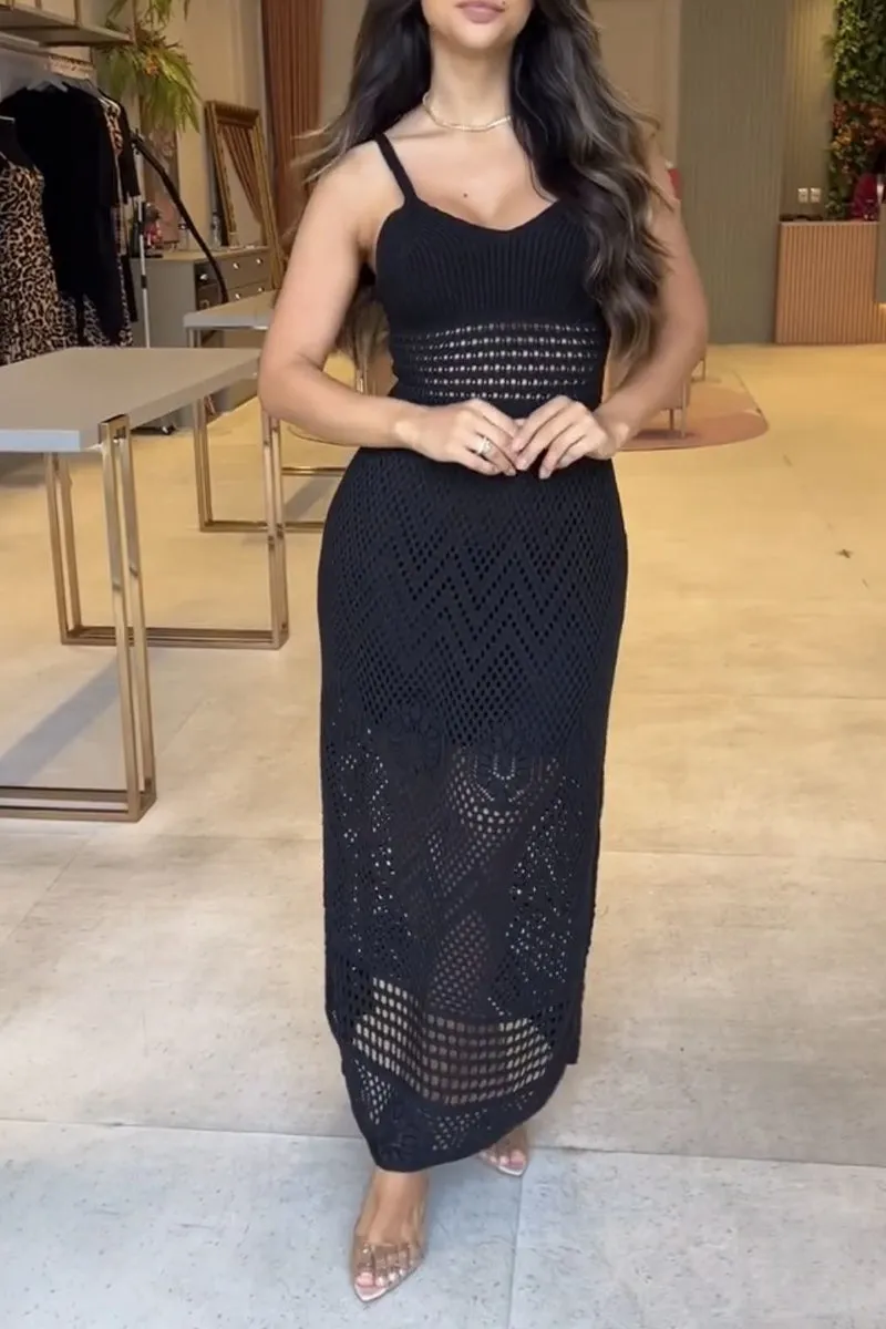Sexy Solid Hollowed Out Swimwears Cover Up(3 Colors)