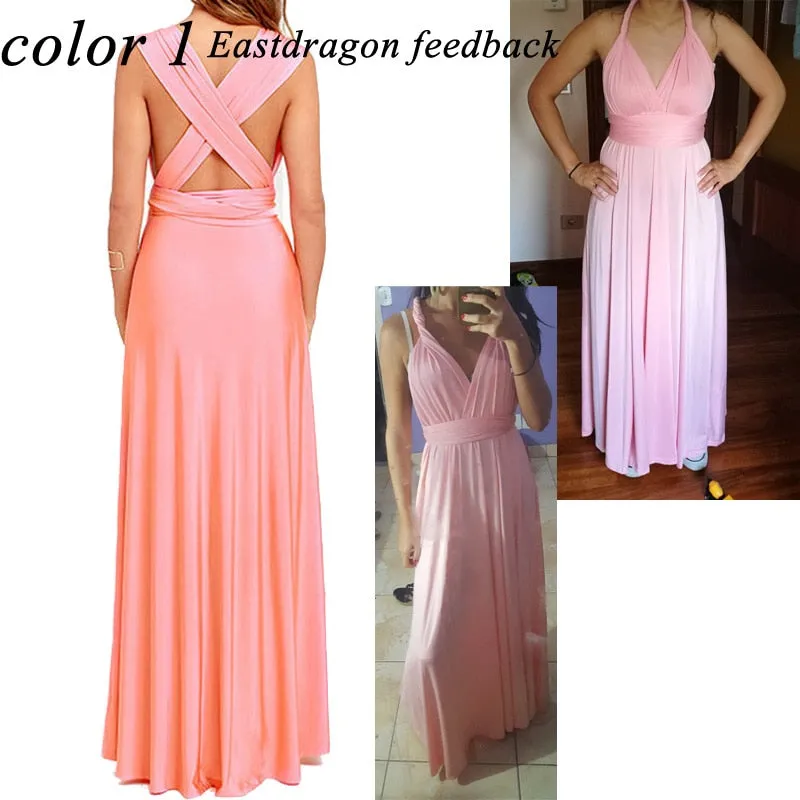 Sexy Women Multiway Wrap Convertible Boho Maxi Club Red Dress Bandage Long Dress Party Bridesmaids