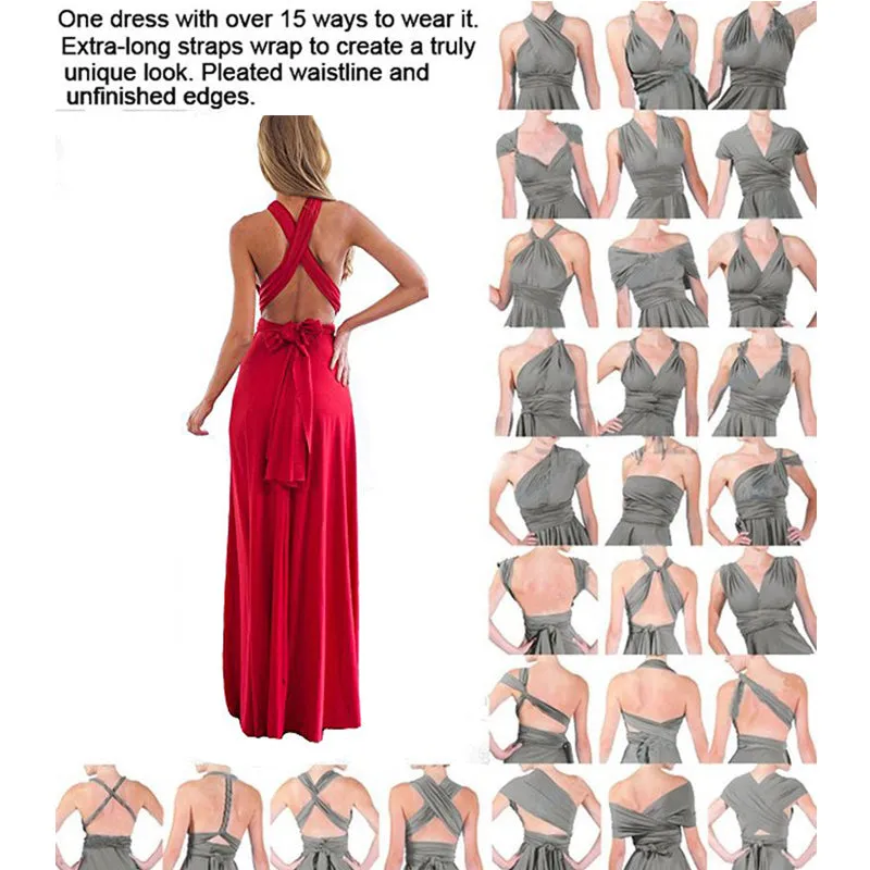 Sexy Women Multiway Wrap Convertible Boho Maxi Club Red Dress Bandage Long Dress Party Bridesmaids